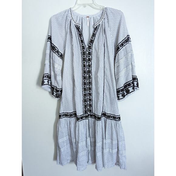 Free People Vagabond Embroidered Maxi Dress in White & Black, Size Small - Picture 5 of 9